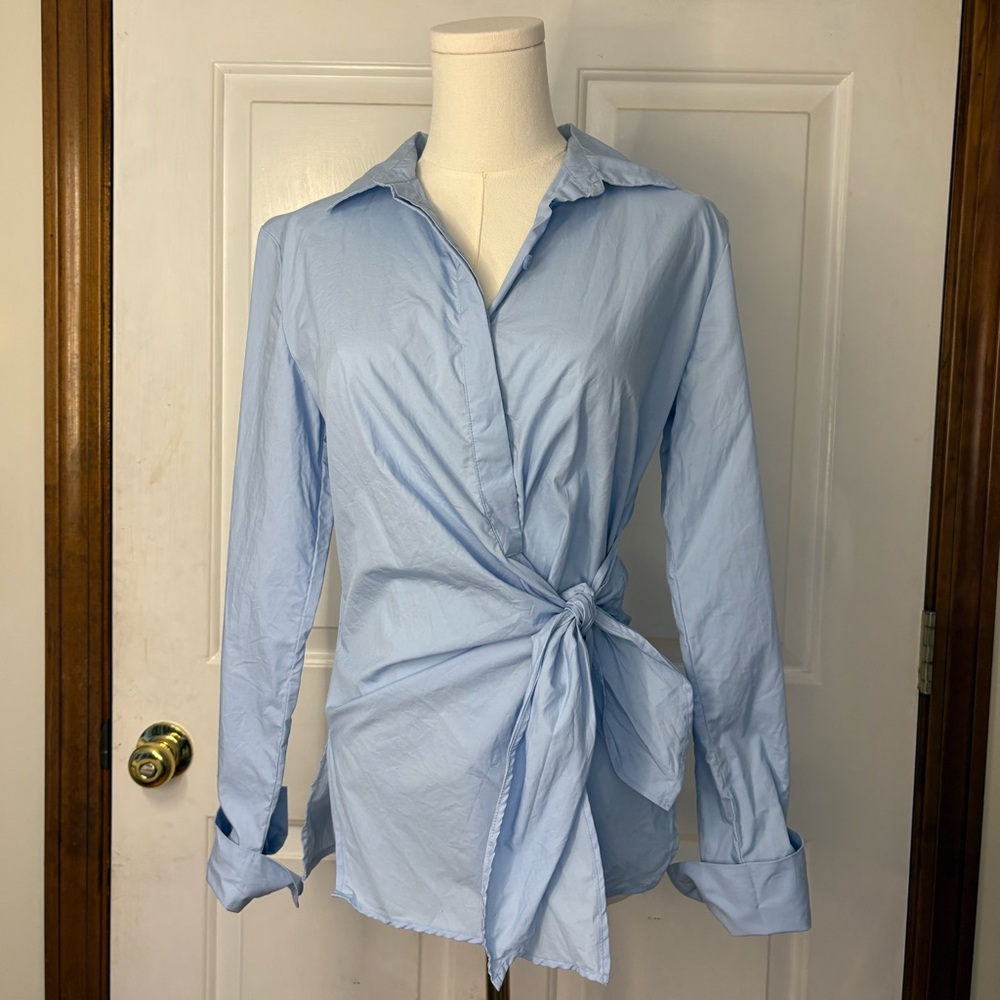 LOFT Blue Blouse with Tie